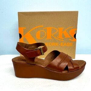 Korks by Kork-Ease Brenda leather sandals saddle color in box